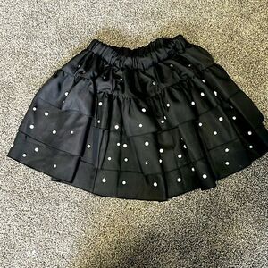 Custom Small Black Bubble Mini Skirt w/ Pearls ++ Rhinestones